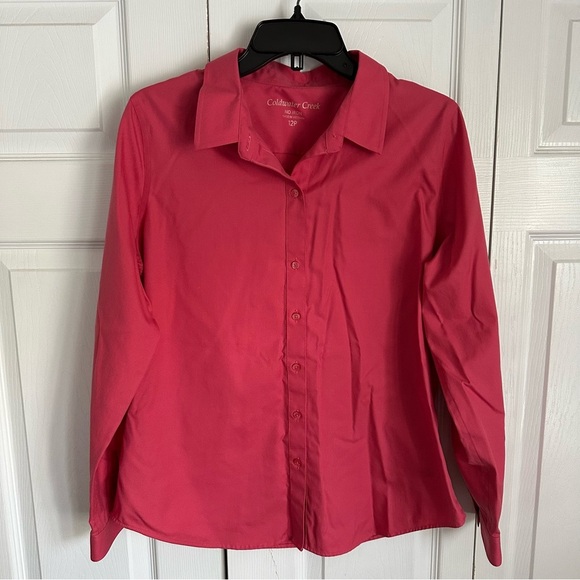 Coldwater Creek No Iron Button Up Long Sleeve Womens Top Sz 12P Career Preppy - Picture 1 of 8